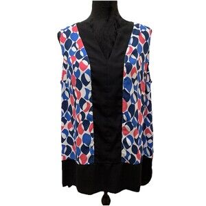 Vince Camuto Size Large L Tunic Blouse Top Sleeveless Multicolored Longer Back